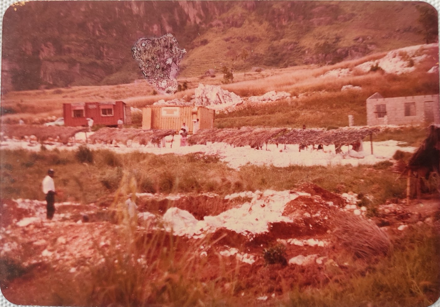 Vintage quarry, workers and processing camp